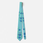 Menswear Monogrammed Blue Cravate à fleurs (Devant)
