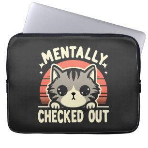 Mentaal Checked Out Grappige Kat Moeder Leven voor Laptop Sleeve