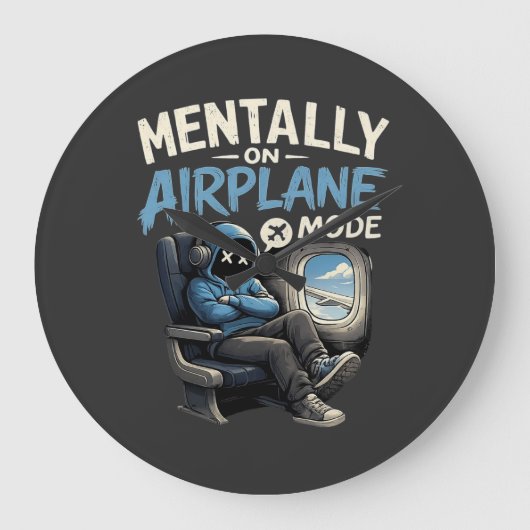 Mentaal in de vliegtuigstand T-shirt Funny Anime j Grote Klok (Voorkant)