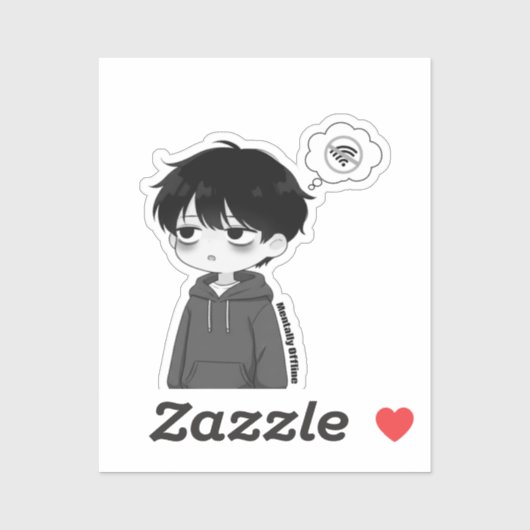 Mentaal Offline Onverbonden Chibi Jongen Sticker (Vel)