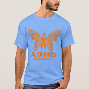 Mental Health ADHD Awareness Warrior Oranje Ribbon T-shirt