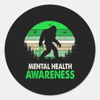 Mental Health Awareness Bigfoot Sasquatch Mental H Ronde Sticker