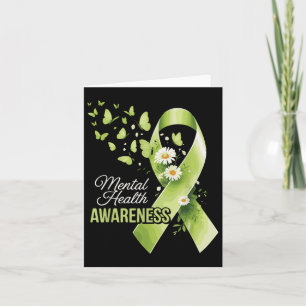 Mental Health Awareness Butterfly Green Ribbon Kaart