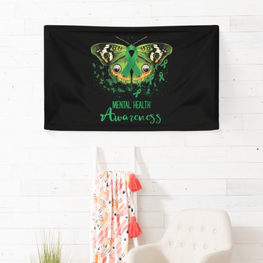 Mental Health Awareness Butterfly Green Ribbon Spandoek (Insitu)