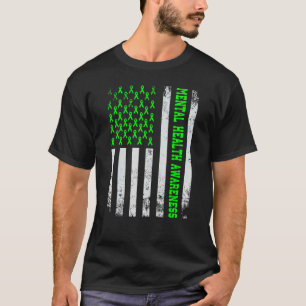 Mental Health Awareness Distance American Flag R T-shirt