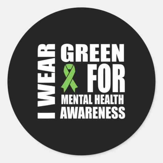 Mental Health Awareness Green Ribbon Support Ronde Sticker (Voorkant)