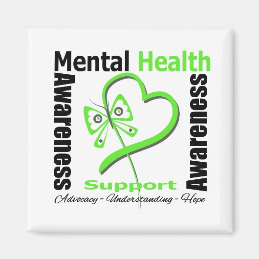 Mental Health Awareness Heart Butterfly Magneet (Voorkant)