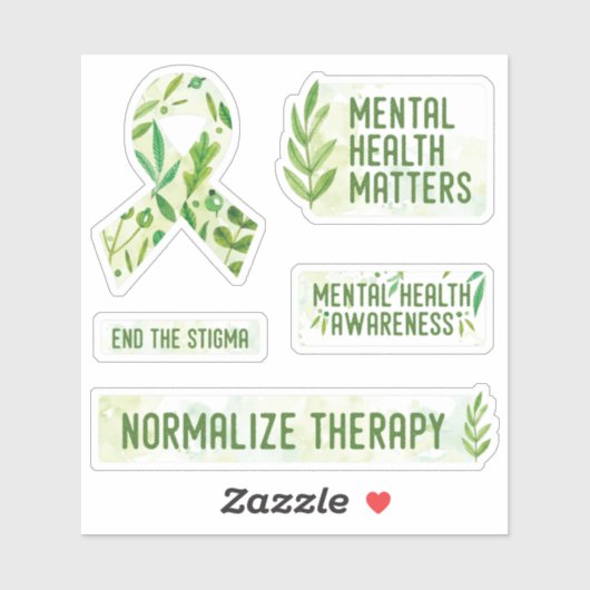 Mental Health Awareness pack - groen lint Sticker (Vel)