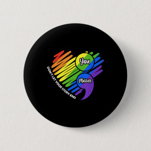 Mental Health Awareness Semicolon LGBTQ Suicide Pr Ronde Button 5,7 Cm