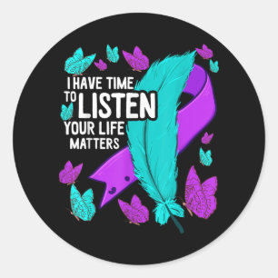 Mental Health Awareness Suicide Prevention Ribbon Ronde Sticker