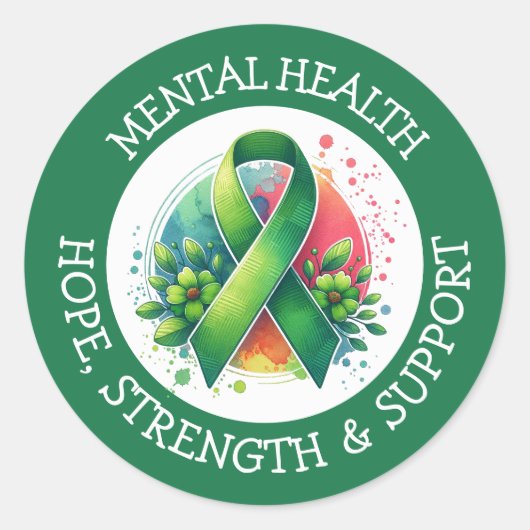 Mental Health Awareness - Support Strength Support Ronde Sticker (Voorkant)