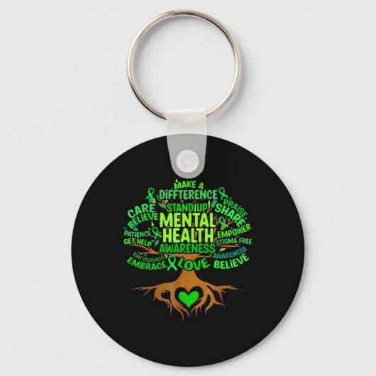 Mental Health Awareness Tree Mannen vrouwen Green  Sleutelhanger (Voorkant)