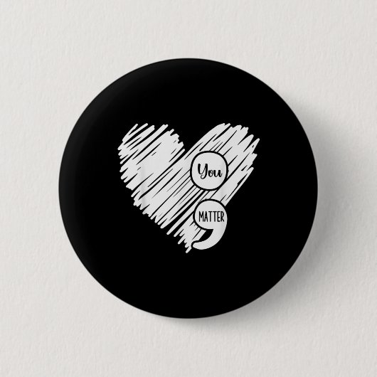 Mental Health Awareness Week Semicolon Suicide Pre Ronde Button 5,7 Cm (Voorkant)