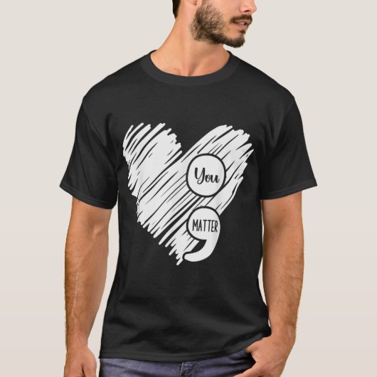 Mental Health Awareness Week Semicolon Suicide Pre T-shirt (Voorkant)