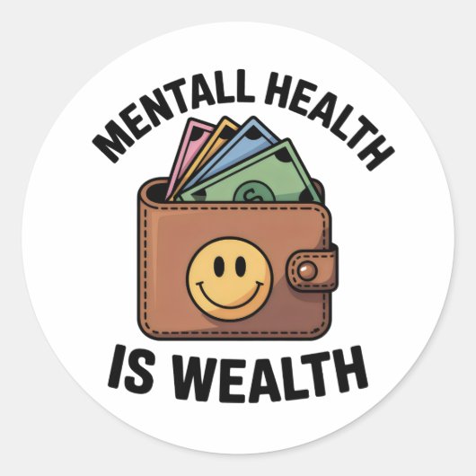 Mental Health is Wealth Sticker – Smiley Wallet (Devant)