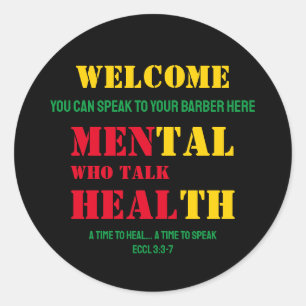 Mental Health MANNEN DIE PRATEN HEAL Barber Ronde Sticker