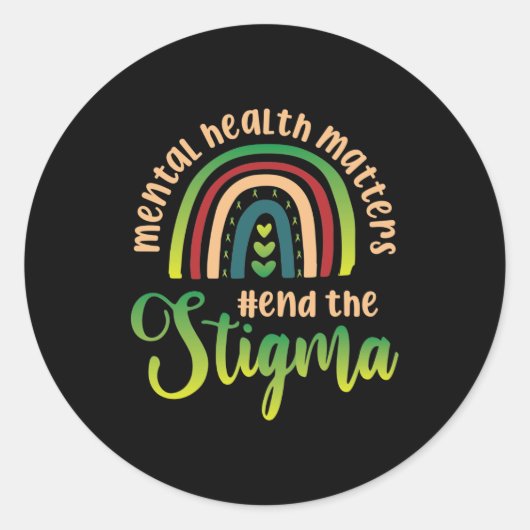Mental Health Matters Fight Stigma Ronde Sticker (Voorkant)