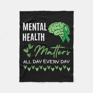 Mental Health Matters Green Ribbon Awareness Fleece Deken