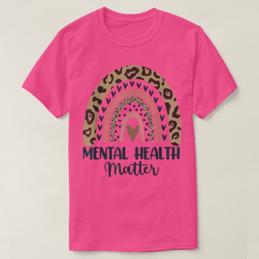 Mental Health Matters Leopard Print Boho Rainbow A T-shirt (Design voorkant)