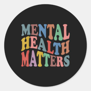 Mental Health S Retro Groovy Geestelijke Gezondhei Ronde Sticker