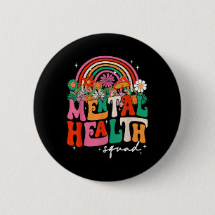 Mental Health Squad Boho Regenboog Hersenziekte Aw Ronde Button 5,7 Cm