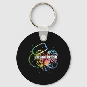 Mental Health Zurse Watercol Love Heart Scrub Stet Sleutelhanger