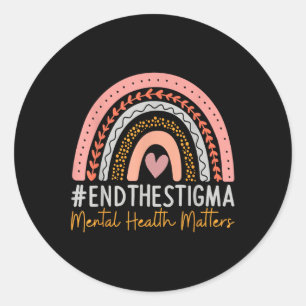 Mentale gezondheid maakt een einde aan het stigma ronde sticker