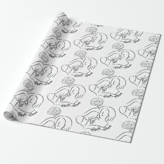 Mentale Gezondheid Moederlijkheid Lijnkunstpatroon Cadeaupapier