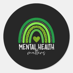 Mentale gezondheidsbewustzijn groene regenboog bre ronde sticker