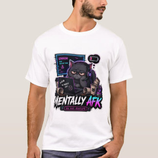 Mentally AFK Grappig Kat Gamer T-Shirt
