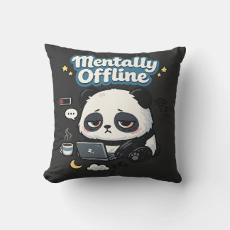 Mentally Offline Panda | Introvert Lo-Fi Esthetiek Kussen