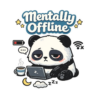 Mentally Offline Panda | Introvert Lo-Fi Esthetiek Kussen