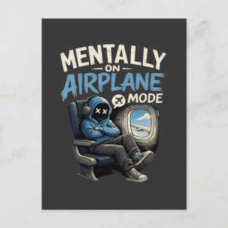 Mentally On Airplane Mode Shirt Funny Anime boy Briefkaart