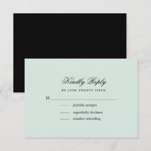 Menthe   Black Elegant Minimaliste Mariage Carte R
