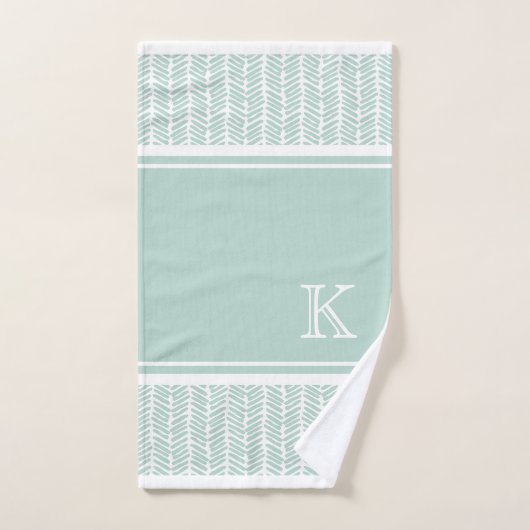 Menthe Seaglass Vert Zigzag Blanc (Serviette à main)