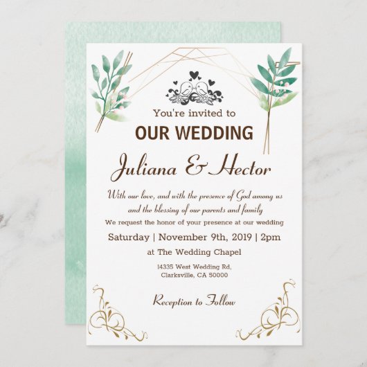 Menthe verte Invitation (Devant / Derrière)