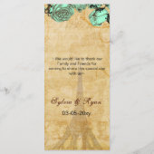 menthe vintage tour eiffel Paris mariage carte (Dos)