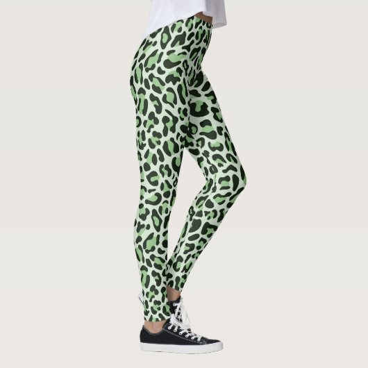 Mention Empreinte de léopard Leggings vert et noir (Droite)