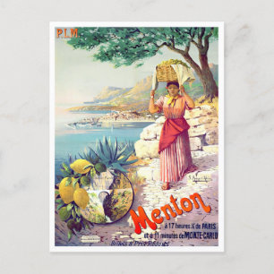 Menton France vintage-reis Briefkaart