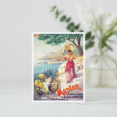 Menton France vintage-reis Briefkaart (Staand voorkant)