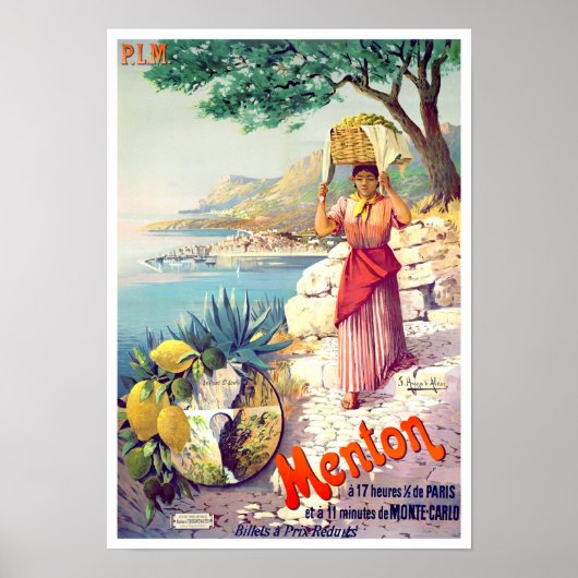 Menton France vintage-reis Poster (Voorkant)