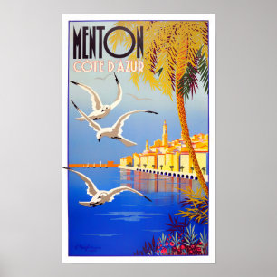 Menton France vintage-reis Poster