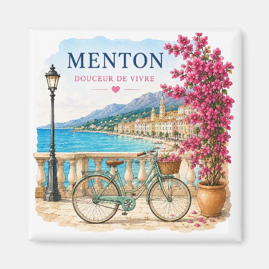 Menton French Riviera Magnet - bicycle (Devant)
