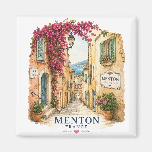 Menton French Riviera Magnet - Charming Old Town (Devant)