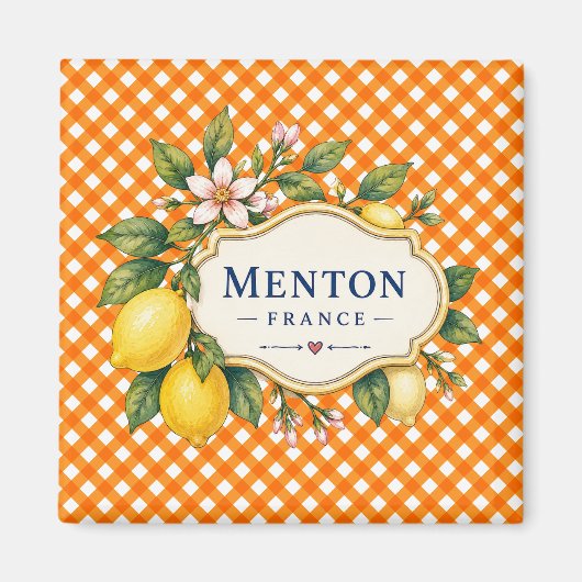 Menton French Riviera Magnet - Orange Lemon (Devant)
