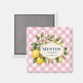 Menton French Riviera Magnet - Pink Lemon (Recto/Verso)