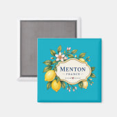 Menton French Riviera Magnet - turquoise Lemon (Recto/Verso)