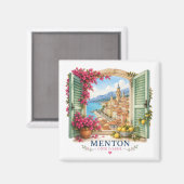Menton French Riviera Magnet - View Through Window (Recto/Verso)