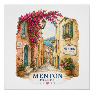 Menton French Riviera - Old Town Alley Perfect Poster