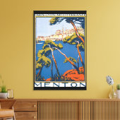 Menton Vintage Travel Poster Canvas Afdruk (Insitu (Woonkamer))